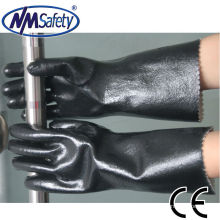 NMSAFETY industrial chemical resistant jersey liner full coated black neoprene glove